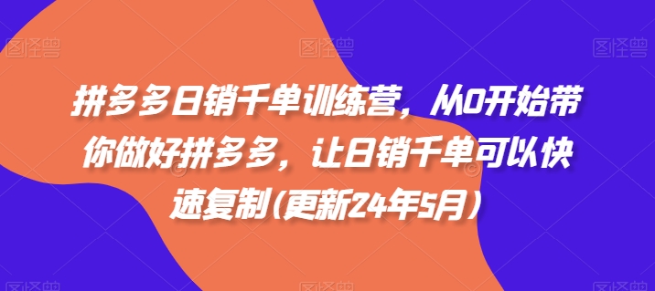 图片[1]-拼多多日销千单训练营，从0开始带你做好拼多多，让日销千单可以快速复制(更新24年8月)——生财有道创业网-生财有道