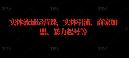 图片[1]-实体流量运营课，实体引流、商家加盟、暴力起号等——生财有道创业网-生财有道