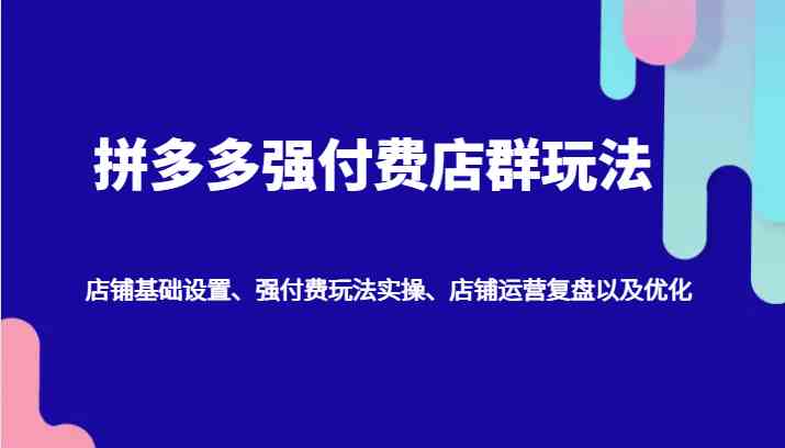 图片[1]-拼多多强付费店群玩法：店铺基础设置、强付费玩法实操、店铺运营复盘以及优化-生财有道