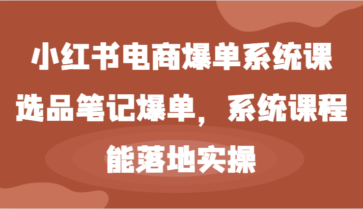 图片[1]-小红书电商爆单系统课-选品笔记爆单，系统课程，能落地实操-生财有道