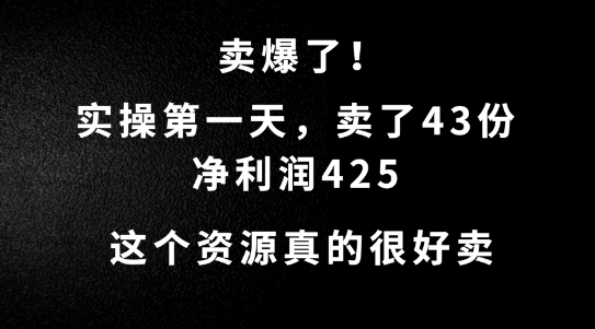 图片[1]-这个资源，需求很大，实操第一天卖了43份，净利润425【揭秘】——生财有道创业网-生财有道