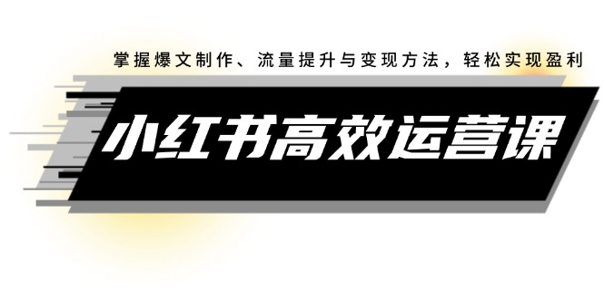 图片[1]-（12369期）小红书高效运营课：掌握爆文制作、流量提升与变现方法，轻松实现盈利_生财有道创业网-生财有道