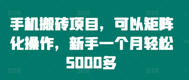 图片[1]-手机搬砖项目，可以矩阵化操作，新手一个月轻松5000多——生财有道创业网-生财有道