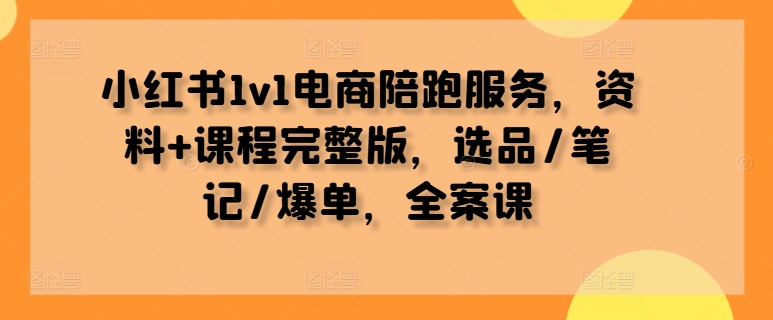 图片[1]-小红书1v1电商陪跑服务，资料+课程完整版，选品/笔记/爆单，全案课——生财有道创业网-生财有道