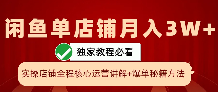 图片[1]-闲鱼单店铺月入3W+实操展示，爆单核心秘籍，一学就会_生财有道创业网-生财有道