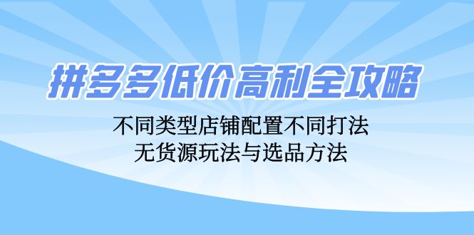 图片[1]-（12897期）拼多多低价高利全攻略：不同类型店铺配置不同打法，无货源玩法与选品方法_生财有道创业项目网-生财有道