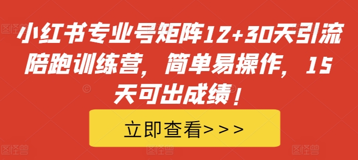 图片[1]-小红书专业号矩阵12+30天引流陪跑训练营，简单易操作，15天可出成绩!——生财有道创业项目网-生财有道