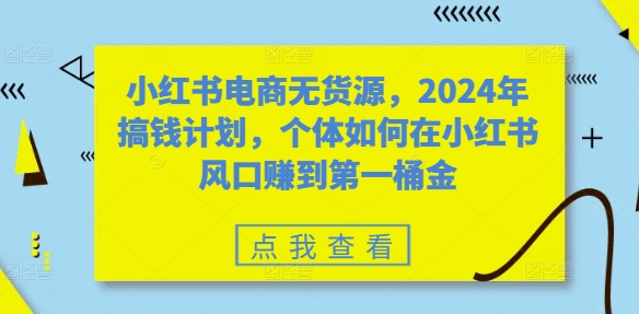 图片[1]-小红书电商无货源，2024年搞钱计划，个体如何在小红书风口赚到第一桶金——生财有道创业项目网-生财有道