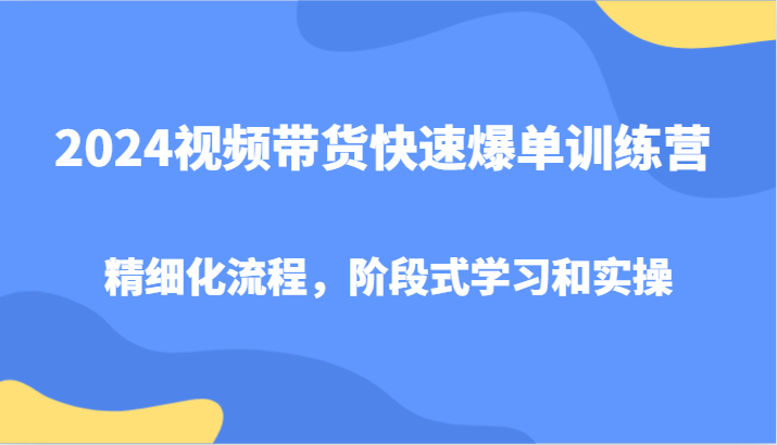 图片[1]-2024视频带货快速爆单训练营，精细化流程，阶段式学习和实操_生财有道创业网-生财有道