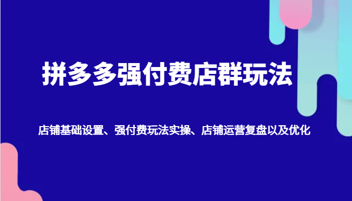 图片[1]-拼多多强付费店群玩法：店铺基础设置、强付费玩法实操、店铺运营复盘以及优化_生财有道创业网-生财有道