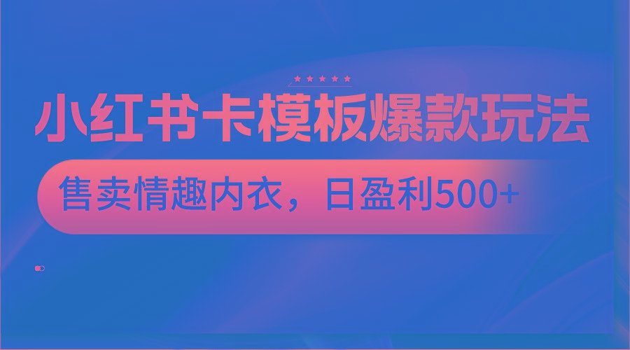 图片[1]-小红书卡模板爆款玩法，售卖情趣内衣，日盈利500+_生财有道创业网-生财有道