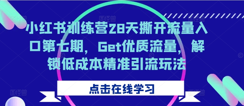 图片[1]-小红书训练营28天撕开流量入口第七期，Get优质流量，解锁低成本精准引流玩法——生财有道创业项目网-生财有道